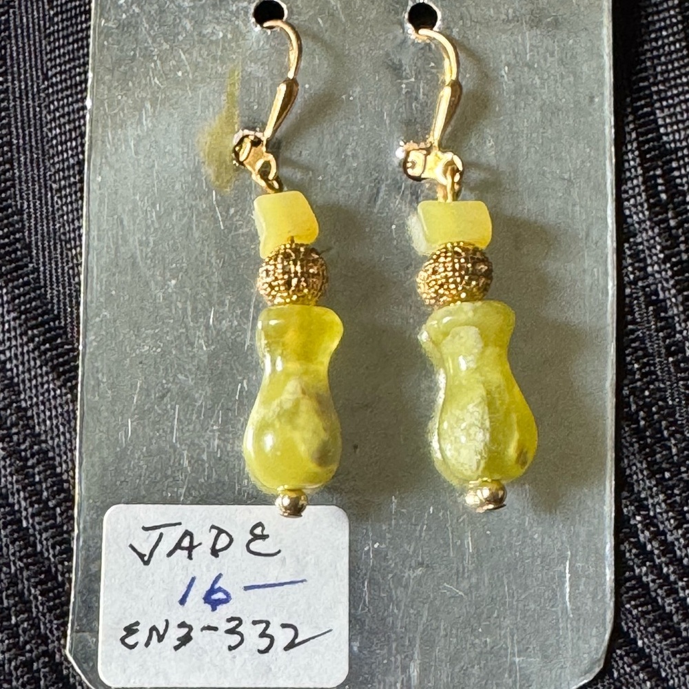 Elegant Yellow Jade Earrings Handmade